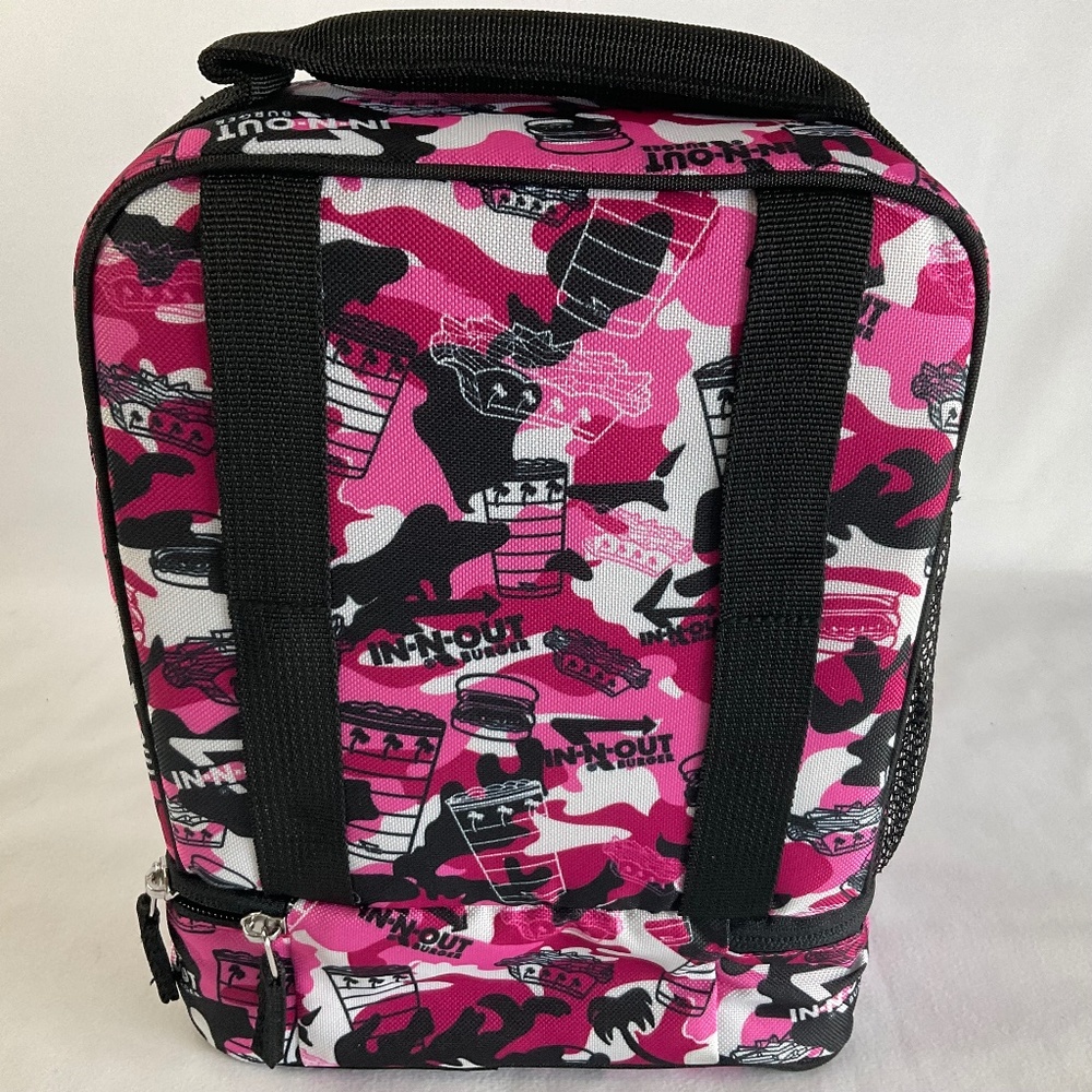 IN-N-OUT BURGER MOTIF INSULATED MULTI COMPARTMENT PINK CAMO LUNCH CARRIER NWT
